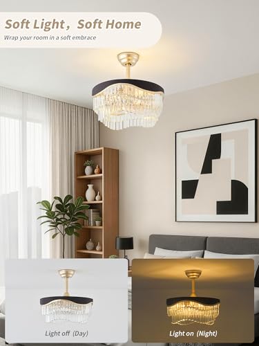 20" Gold Crystal Fandelier Ceiling Fan with Light