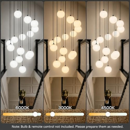 Black Globe High Ceiling Chandelier (Black / 15-Light)