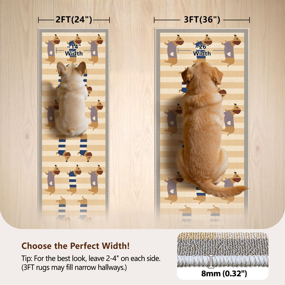 Waterproof 2x4 Runner Rug Non Slip Floor Runners for Dogs (Sau Beige / 2' x 4' (Runner))