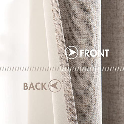 100% Blackout Linen Curtains for Bedroom 52x63 Inches Natural Khaki (Khaki / 52"W x 63"L (Pack of 2))