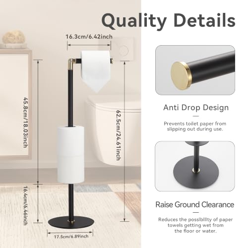 Freestanding Bathroom Tissue Stand with 180° Rotating Arm