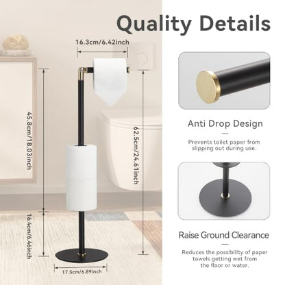 Freestanding Bathroom Tissue Stand with 180° Rotating Arm