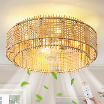 Boho ceiling fan with light