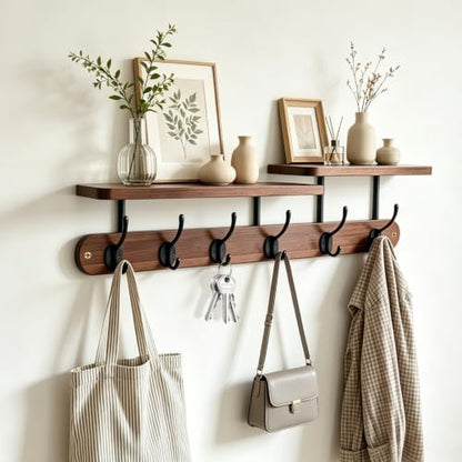 Coat Rack Wall Mount 23" Coat Rack Wall Mount with Shelf for Entryway