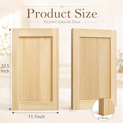 2 Pack Unfinished Pine Shaker Cabinet Doors 11.7" W x 22.5" H (11.7'' Wx22.5'' H)
