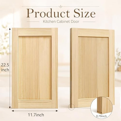 2 Pack Unfinished Pine Shaker Cabinet Doors 11.7" W x 22.5" H (11.7'' Wx22.5'' H)