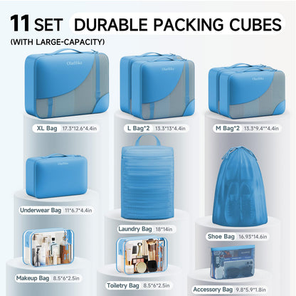 Packing Cubes for Travel (20 Azure Blue)