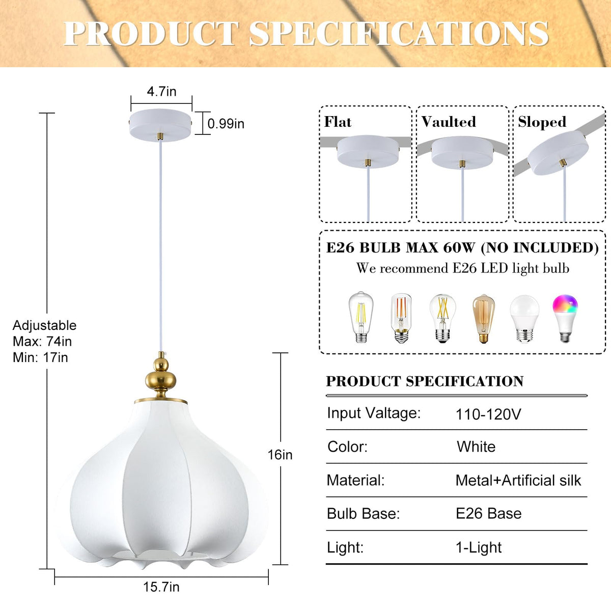 Fabric Pendant Light (40cm)