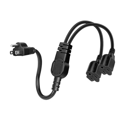 1625W Power Cord Splitter 3 Prong Outlet Extender Cable for Outdoor Indoor