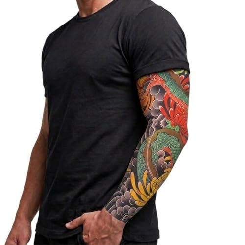 2 Pcs Tiger Dragon Crane Tattoo Arm Sleeves