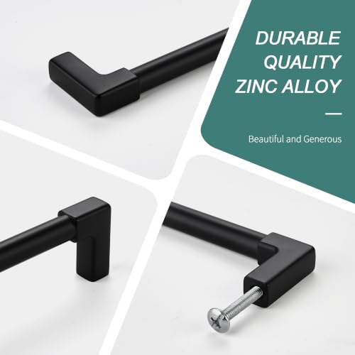 10 Pack Cabinet Pulls 5" (Matte Black / 5"(128mm)Hole Center-10Pcs)