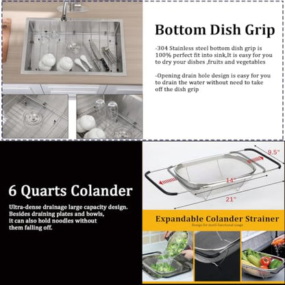 16 Gauge Stainless Steel Single Bowl Kitchen Sink With Accessories