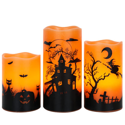 Halloween Orange Flameless Pillar Candles with 6H Timer (Orange)