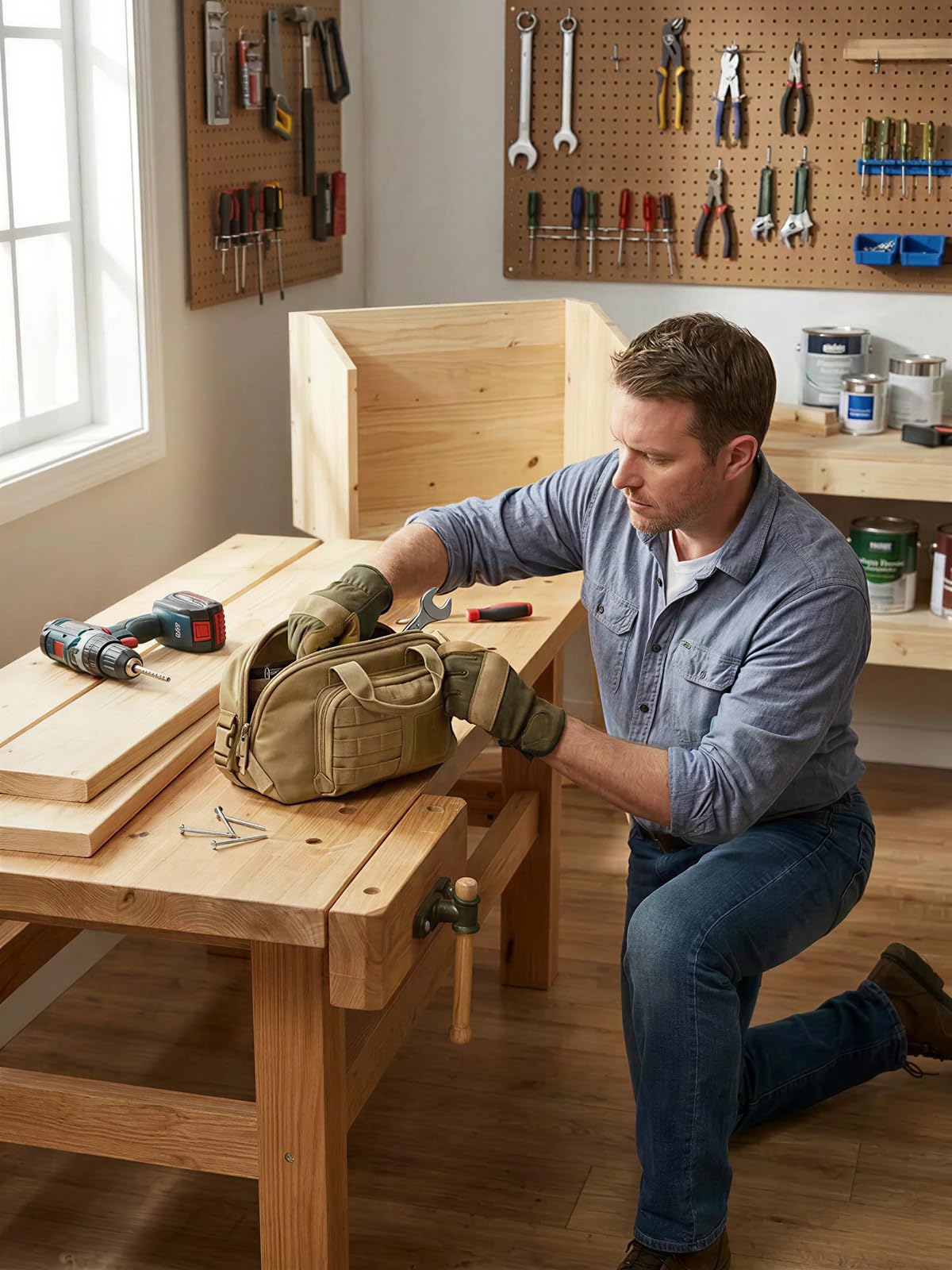 Hanging Tool Bag for Men (Browm)