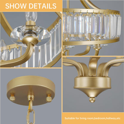 5 Light Gold Crystal Chandelier (Gold / 5-Light)