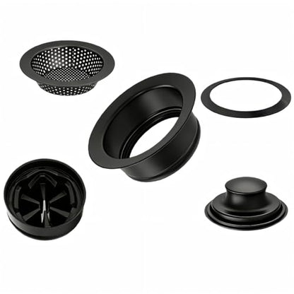 5-in-1 Garbage Disposal Flange Set – Complete Kit with Sink Strainer, Splash Guard, Stopper & Rubber Gasket – Fits 3-1/2 Inch Sink Drain – Multiple Colors