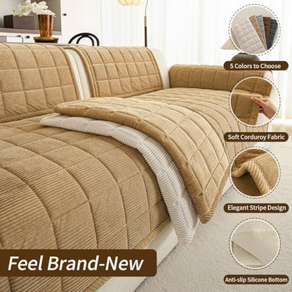 Couch Covers for Sectional Sofa (Light Brown / 1PC/35"X83")