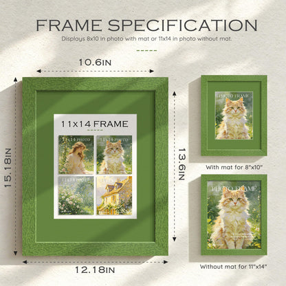 11x14 Green Wood Grain Frame (Green Frame Green Mat / 11x14)