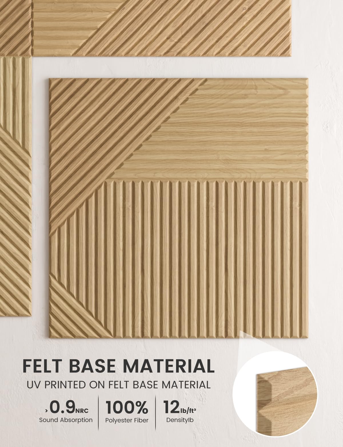 6 Pack Felt Bulletin Board (Oak/Crossing Lines / Fine-stripe 6-pack)