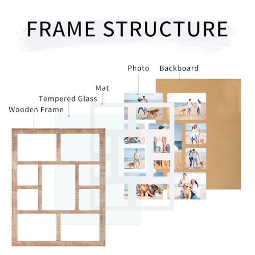 Picture Frame Collage for 6x8 and 5x7 and 4x4 Photos (Rustic Brown / 15.6x19.7in (1Pack))