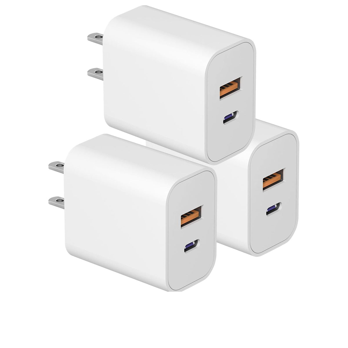 USB C Charger Block Fast Charging Block Type C Charger Multiport Adapter (White / 20W3Pack)