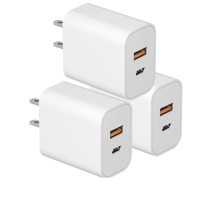 USB C Charger Block Fast Charging Block Type C Charger Multiport Adapter (White / 20W3Pack)