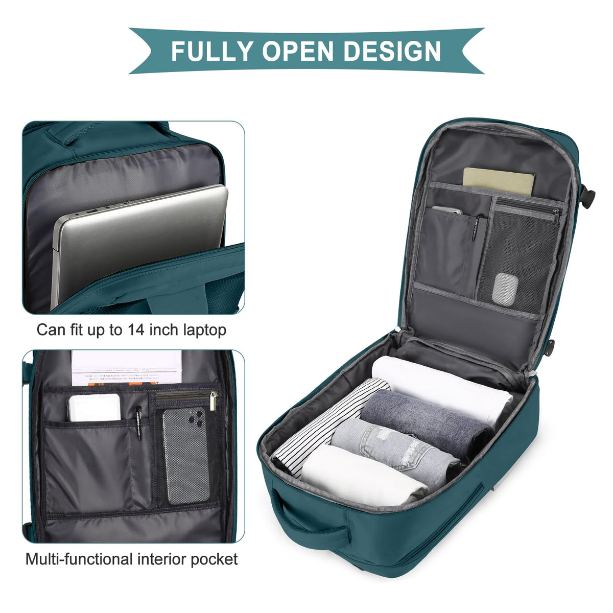 Travel Backpack For Women Men (Peacock Blue / 25 liters)