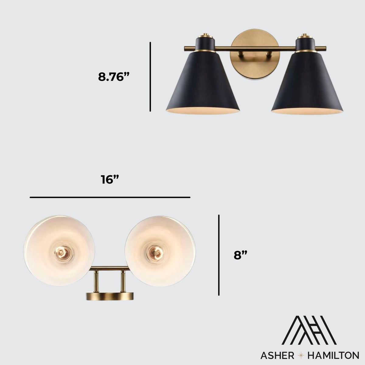 Asher Hamilton AHV (Antique Gold/Black / 2 Light)