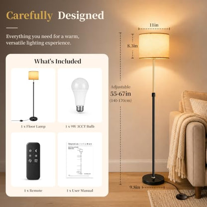 Dimmable Floor Lamp for Living Room (Black Gold 3CCT)