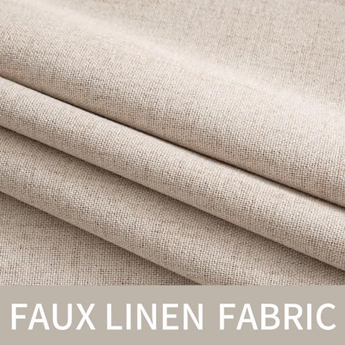 100% Blackout Linen Curtains for Bedroom 52x45 Inches Natural Beige (Beige / 52"W x 45"L (Pack of 2))