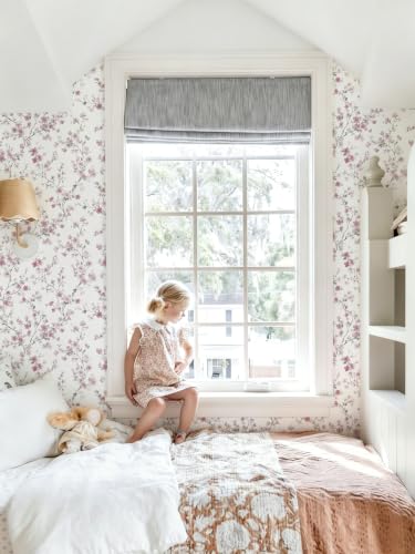 Floral Peel and Stick Wallpaper Pink Floral Contact Paper Cherry Blossom Self Adhesive Removable Wall Paper Flower Peel and Stick Wallpaper for Nursery Living Room Decor Vinyl