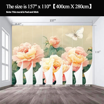 Poetic and Dreamlike Peony Flower Illustration Style self (SDY-28 / 157" x 110")