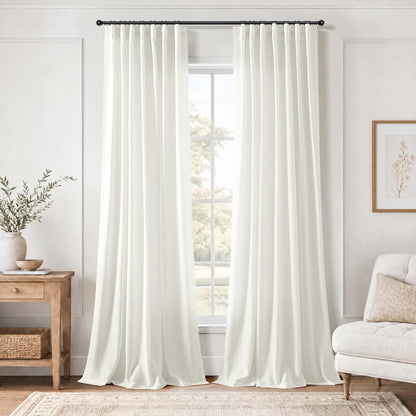 Ivory Linen Curtains 90 Inches Long 2 Panels for Living Room (Ivory / 50"W x 90"L (Pack of 2))