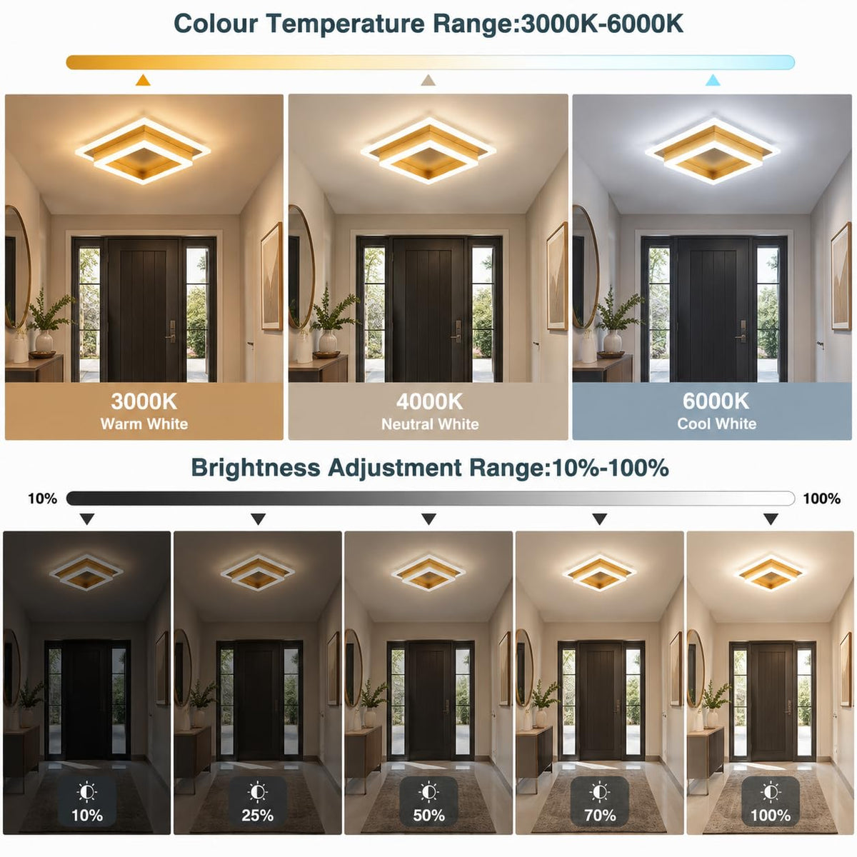 Modern LED Ceiling Light (Gold / 10.62 Inches)