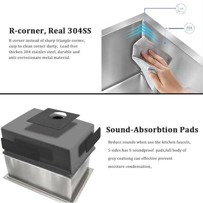 16 Gauge Stainless Steel Single Bowl Kitchen Sink With Accessories