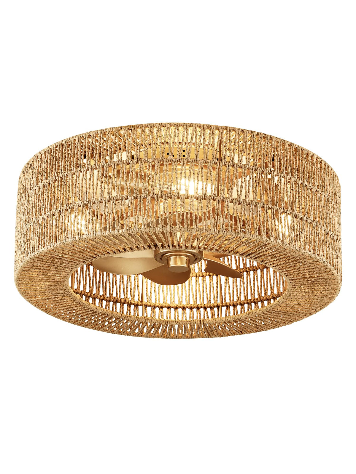 Rattan fandelier Ceiling Fans with Lights (Golden color 6)