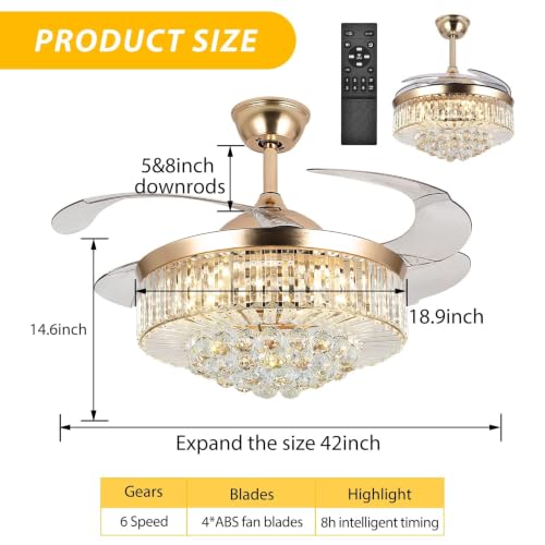 Crystal Ceiling Fan with Light