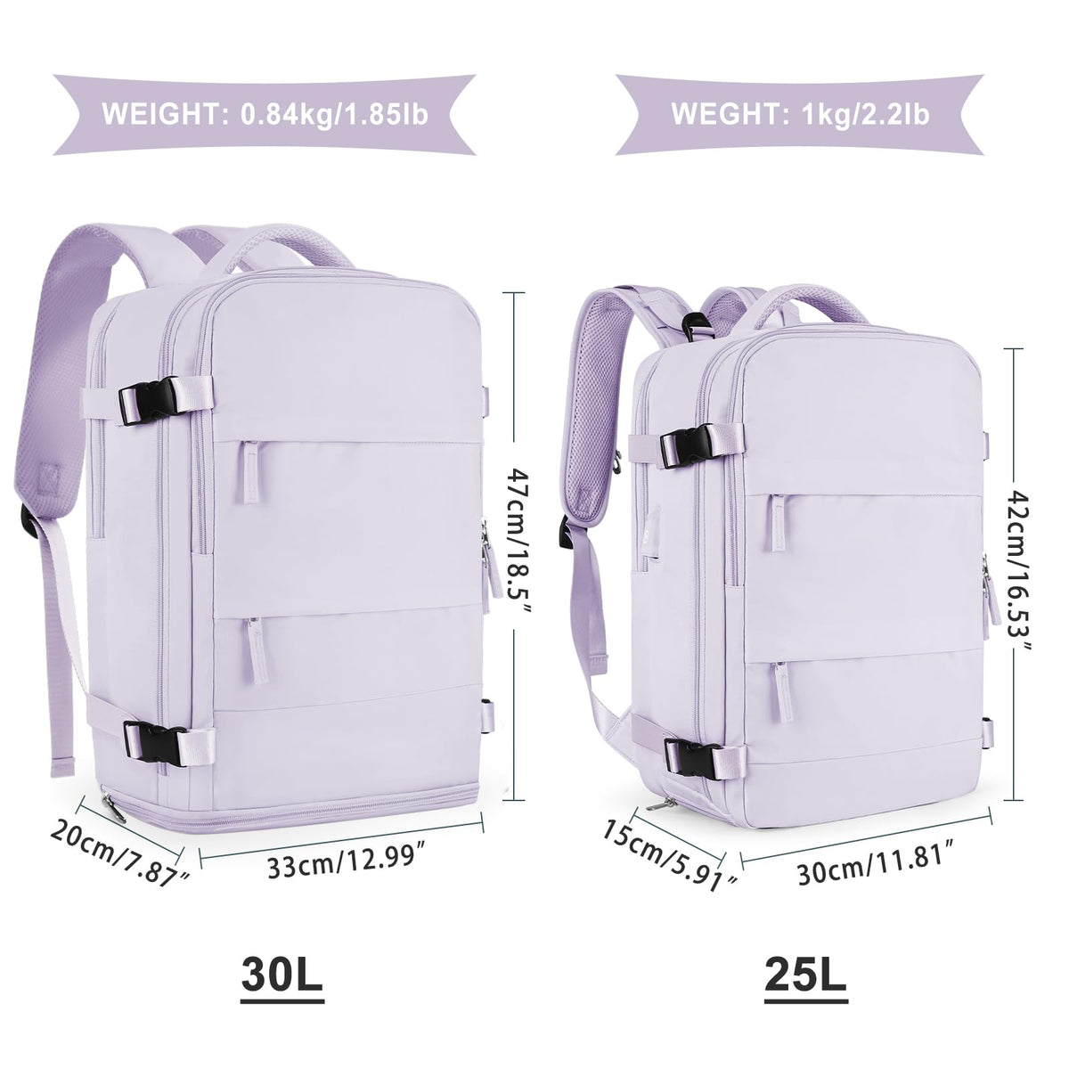 Large Travel Backpack For Women Men (Purple / 30 liters)