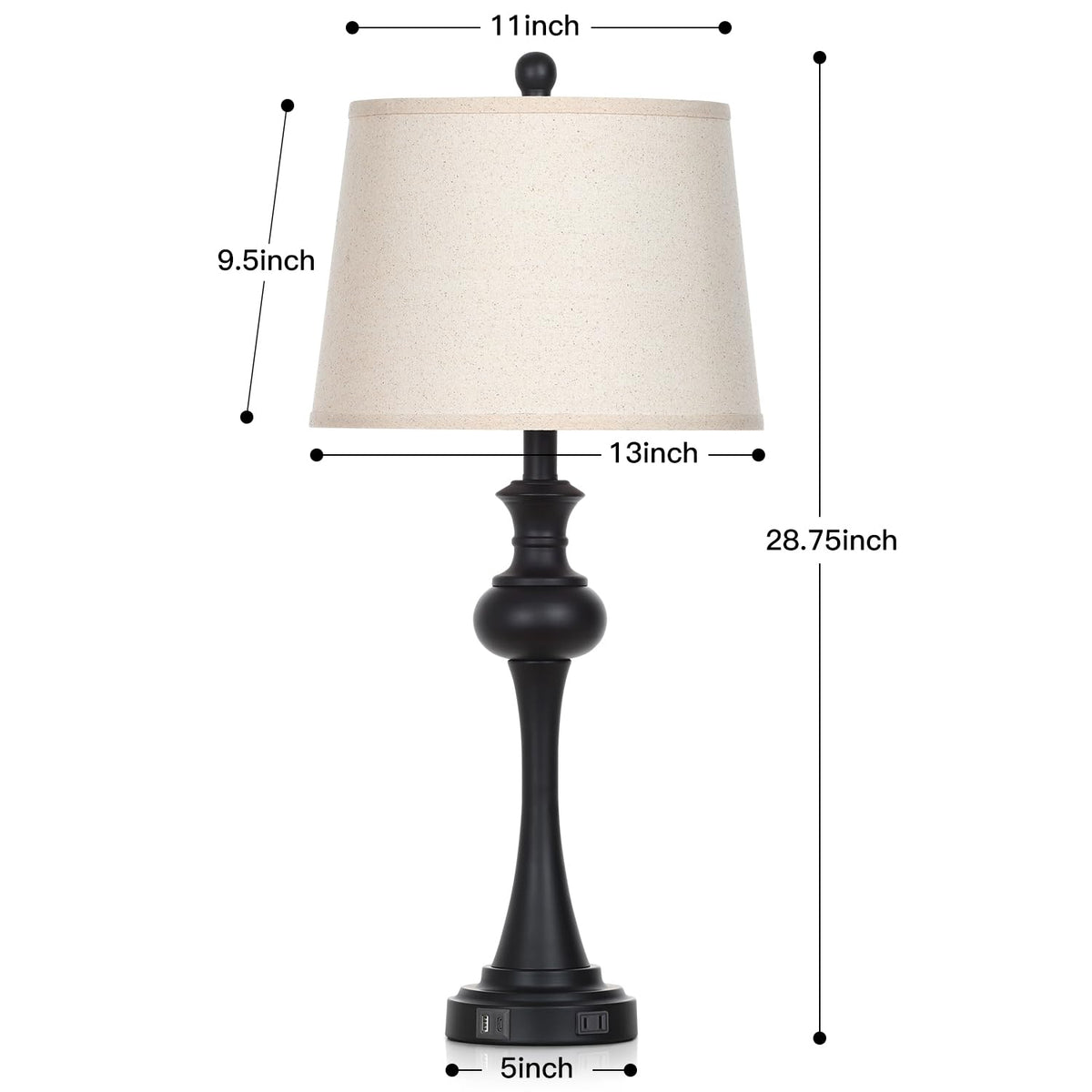 Black Table Lamps Set of 2 (Black-set of 2)