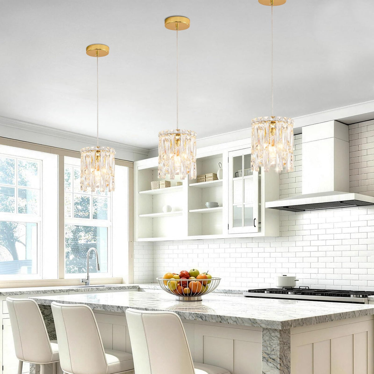 Gold Mini Crystal Chandelier Pendant Light (Gold / 7inch)