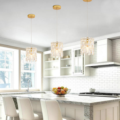 Gold Mini Crystal Chandelier Pendant Light (Gold / 7inch)