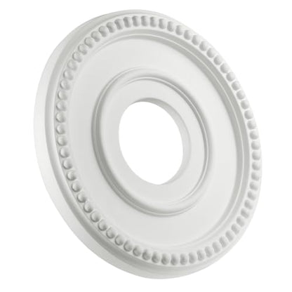 12-1/2" OD x 3-15/16" ID x 1-3/8"P Beaded Round Ceiling Medallion,Primed PU Foam Ceiling Trim for Chandeliers, Ceiling Fans and Pendant Lights,1pcs