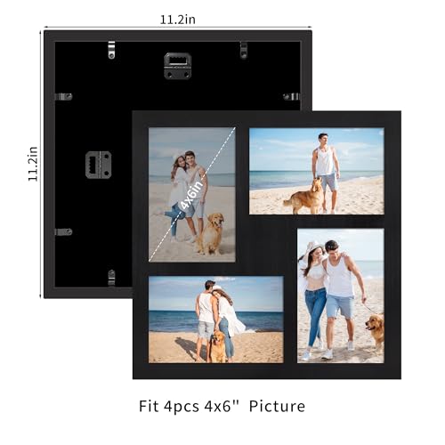 4x6 Picture Frame Collage with Real Glass (Rustic Black / 11x11in (2Pack))