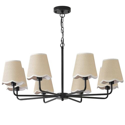 6 Light Gold Chandelier with Fabric Shades