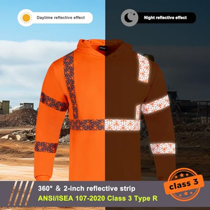 2PCS High Visibility Reflective Safety Shirts with Hood
