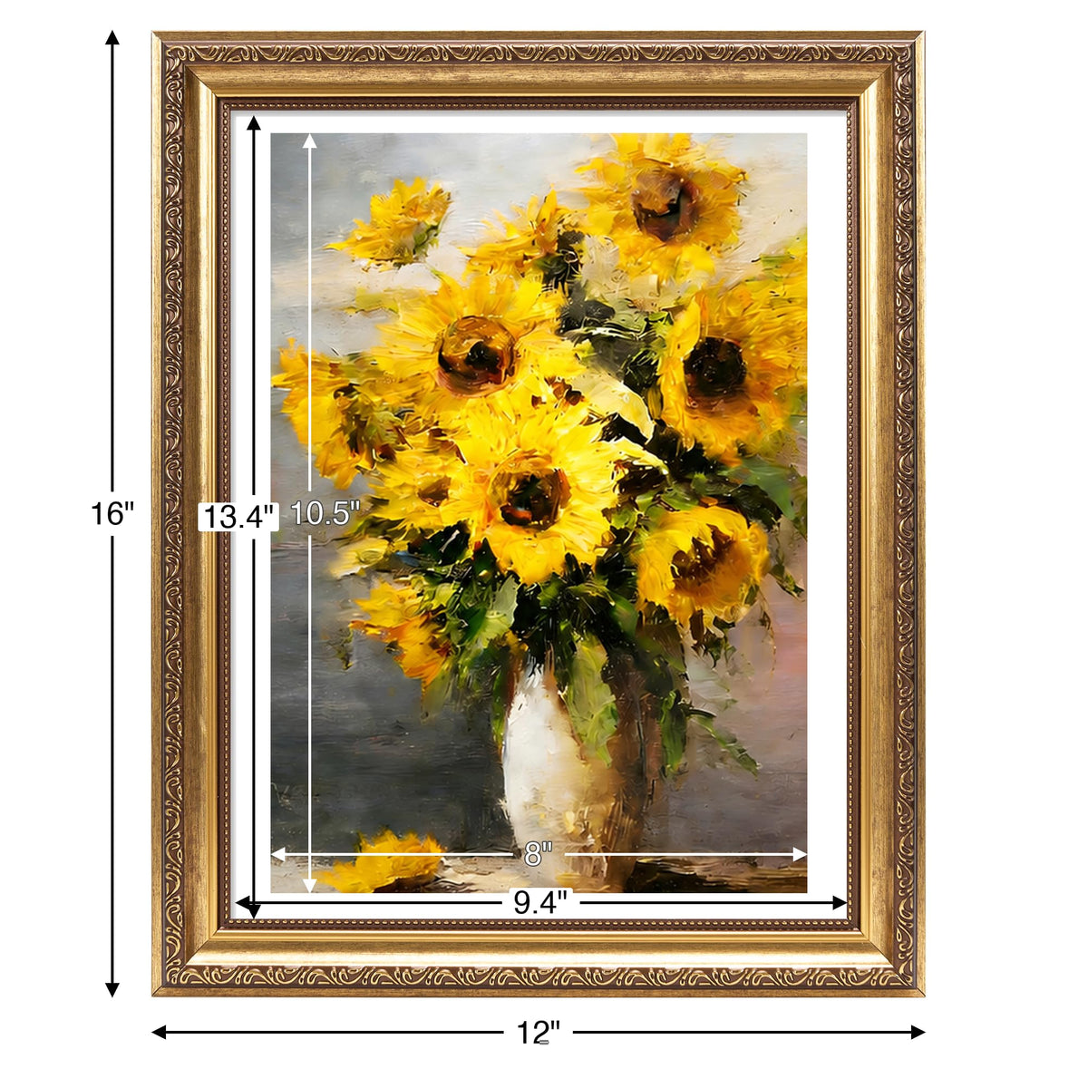 10x14 Vintage Picture Frame for 30 x 40cm Diamond Art Painting with 8.5x11 Mat (Gold / 10x14 inch)