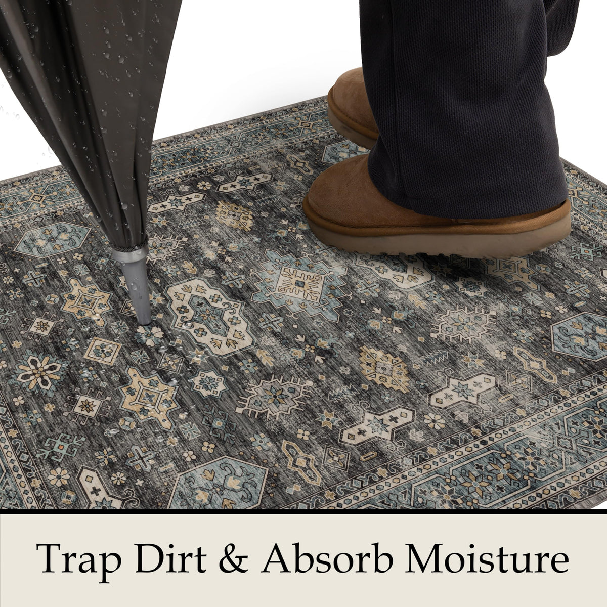 Washable Small Area Rug 2×3 for Entryway (Silver / 2' x 3' (Rectangular))