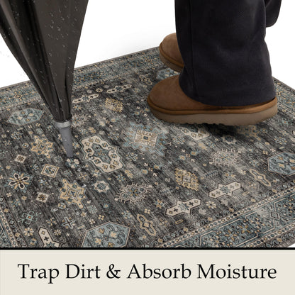 Washable Small Area Rug 2×3 for Entryway (Silver / 2' x 3' (Rectangular))