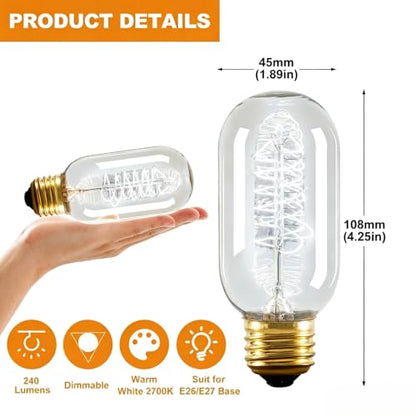 8 Pack T45 Edison Bulb