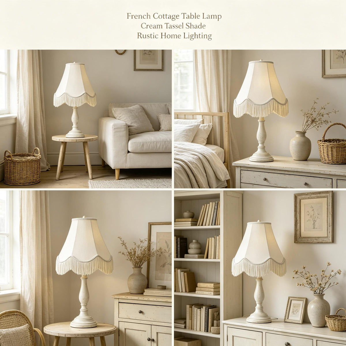 Set of 2 Fringe Scalloped Lamp Shades 6x13x10.6 Inches (Yellowish beige- 2Pack / 6*13*10.6in)